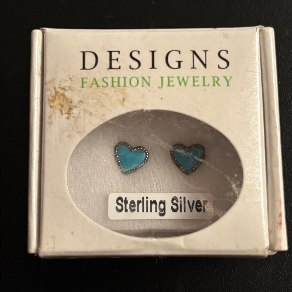 Sterling Silver Blue Heart Earrings